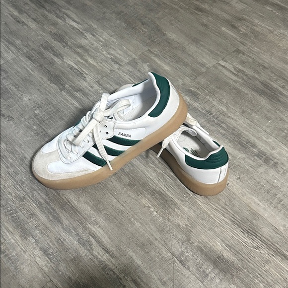 adidas Samba Platform Sneakers White Green Gum Sole - Picture 3 of 8